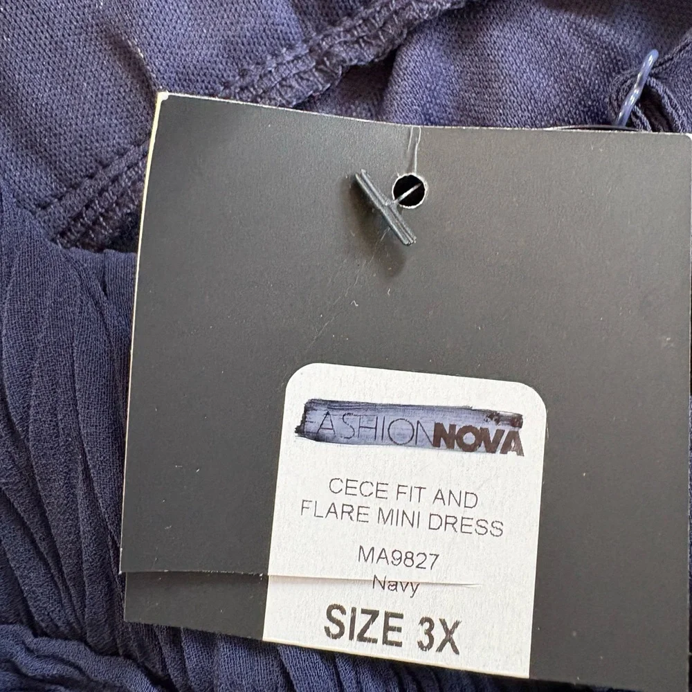 NWT Fashion Nova Cece Navy Fit and Flair Skater Mini Dress Coquette Ruffle 3X - Picture 13 of 13